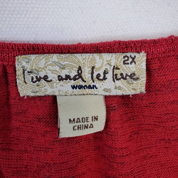 Live and Let Live Woman Beaded Top Sz 2X - Picture 3 of 7